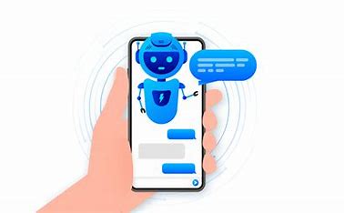 A sleek AI chatbot interface on a smartphone, interacting with a user while displaying seamless automation features like FAQs, product suggestions, and real-time responses.